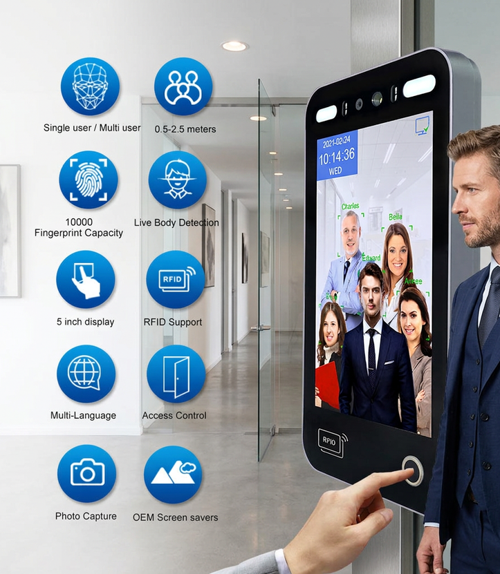 Timy 8 Inch Wifi  Ai Face Recognition Machine with Access Control